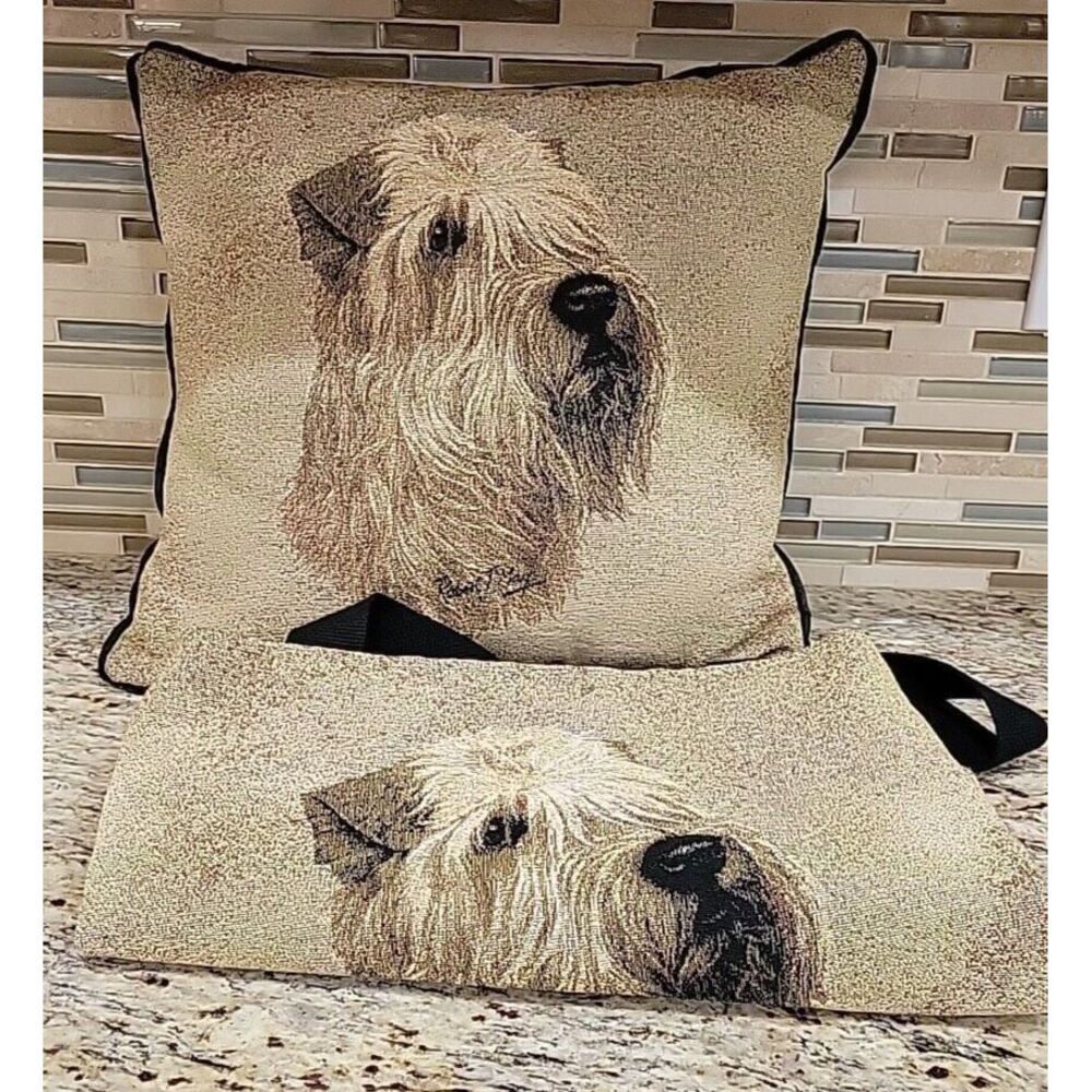 Set of‎ 2 Soft Coated Wheaten Terrier tote bag 17X17 and matching pillow 17X17
